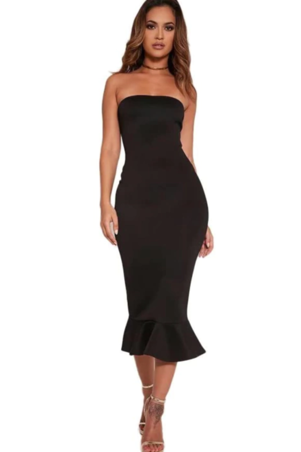 Vestido Tomara que Caia Peplum Midi