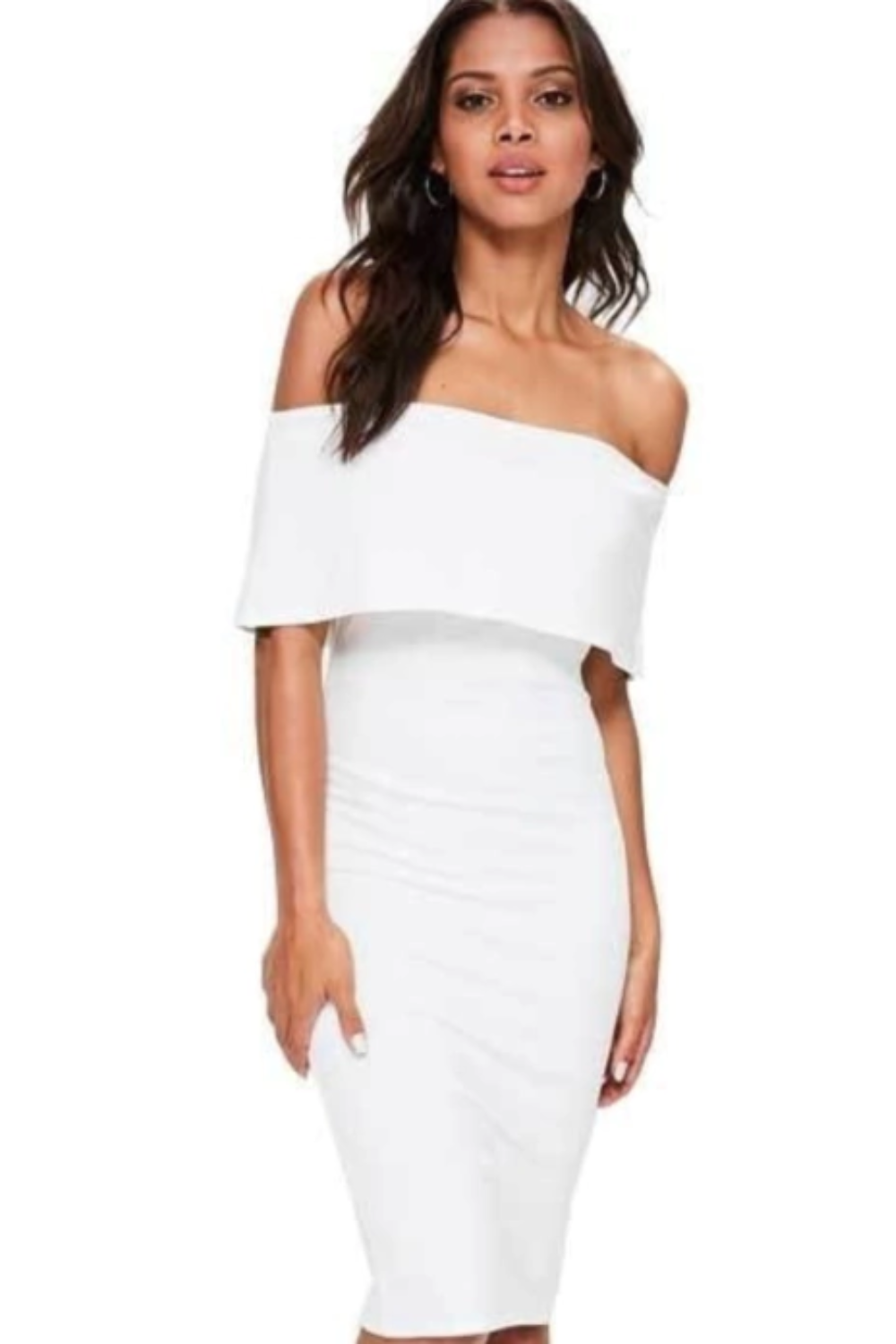 Vestido Feminino Ombro a Ombro Com Babado