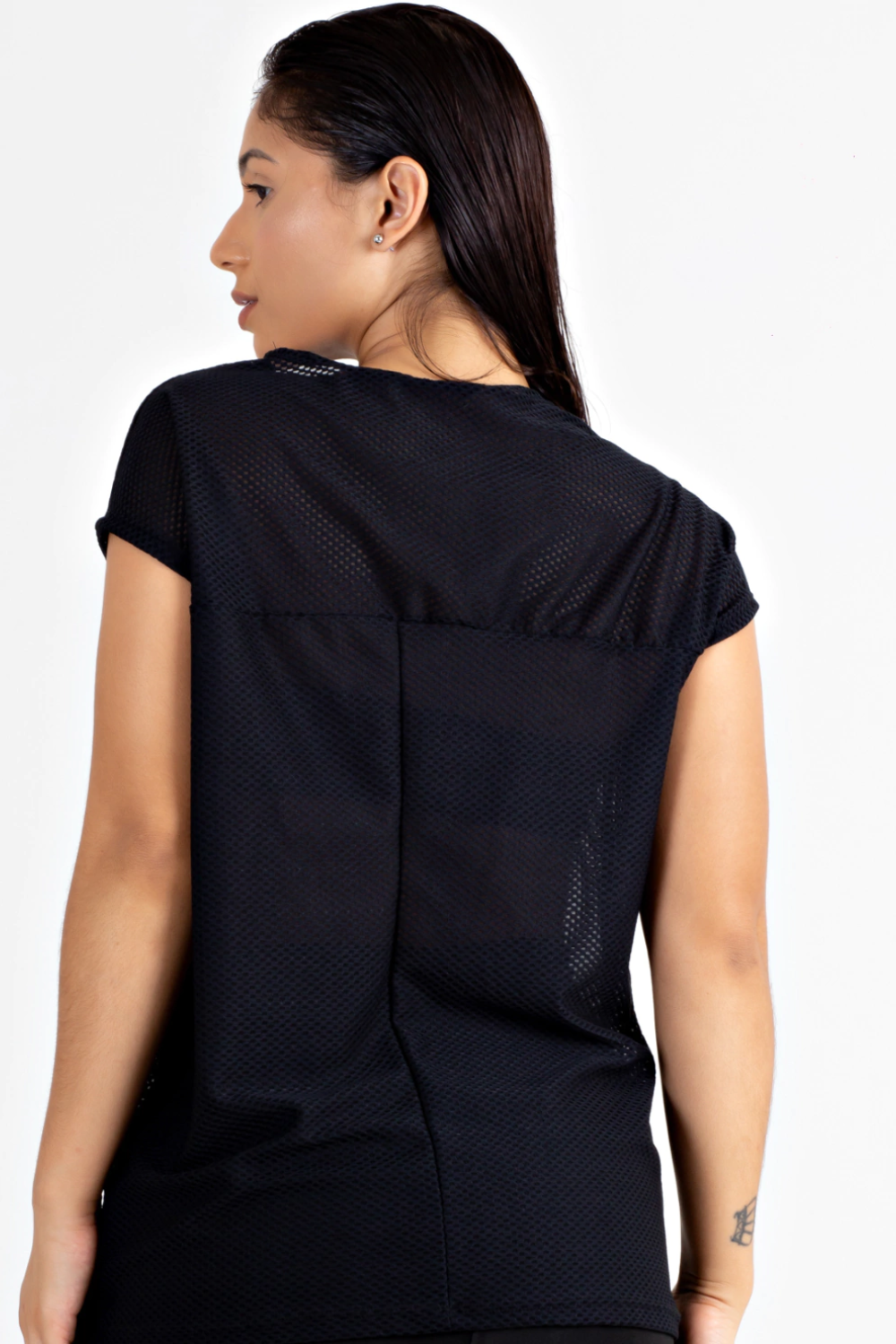 Blusa Transparente Dry Preto Feminina Fitness