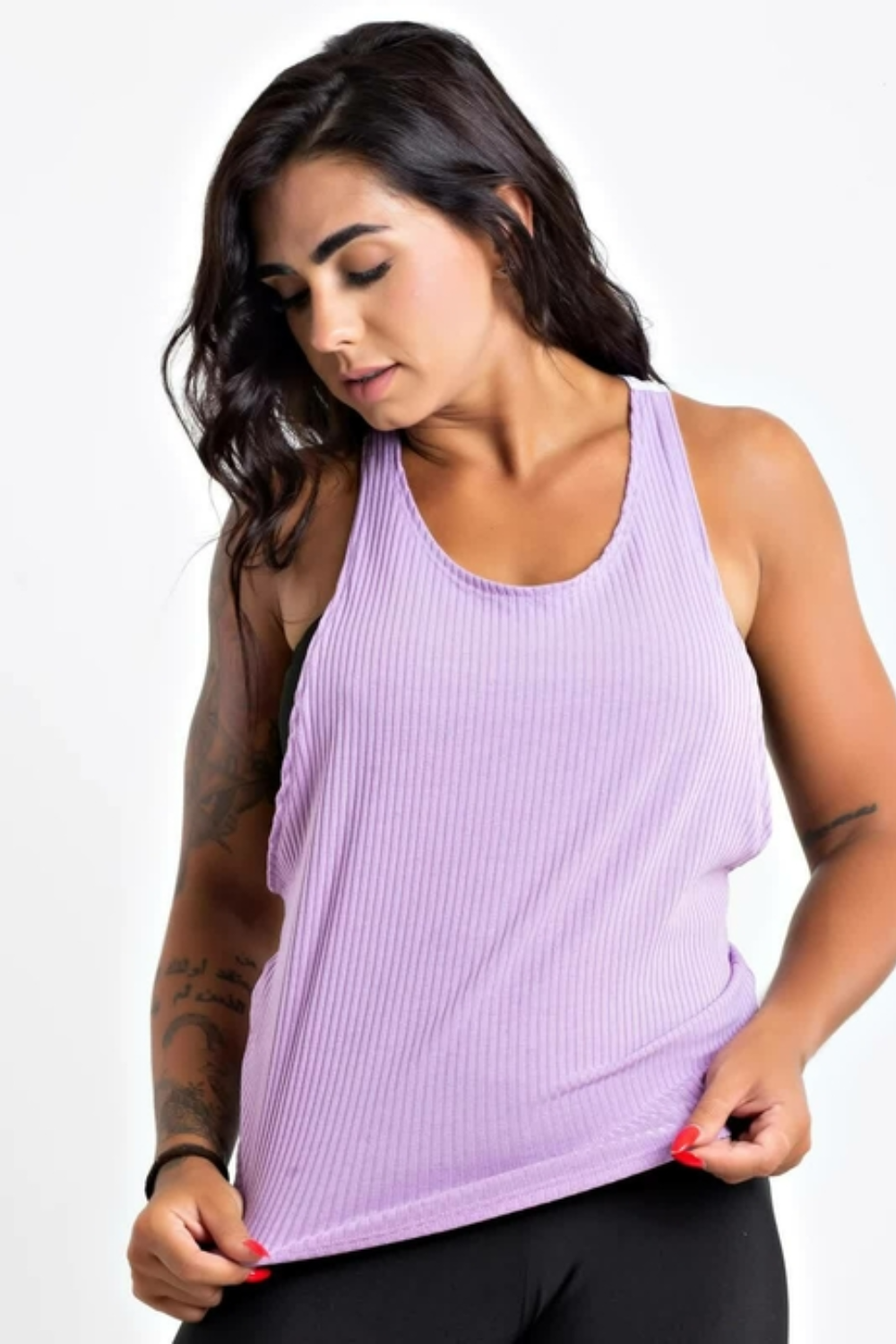 Regata Lilás + Top Faixa Fitness Nadadora