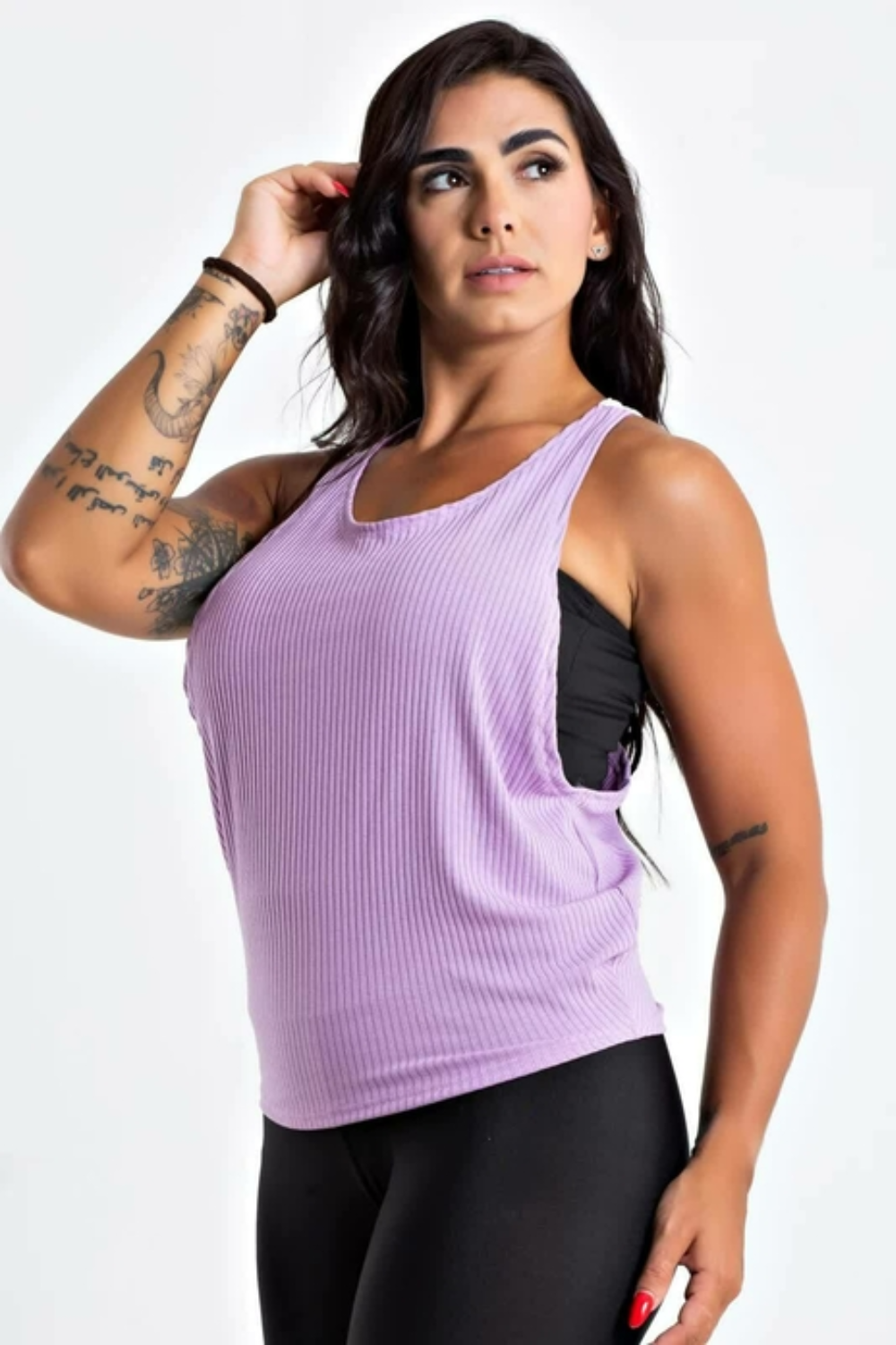 Regata Lilás + Top Faixa Fitness Nadadora