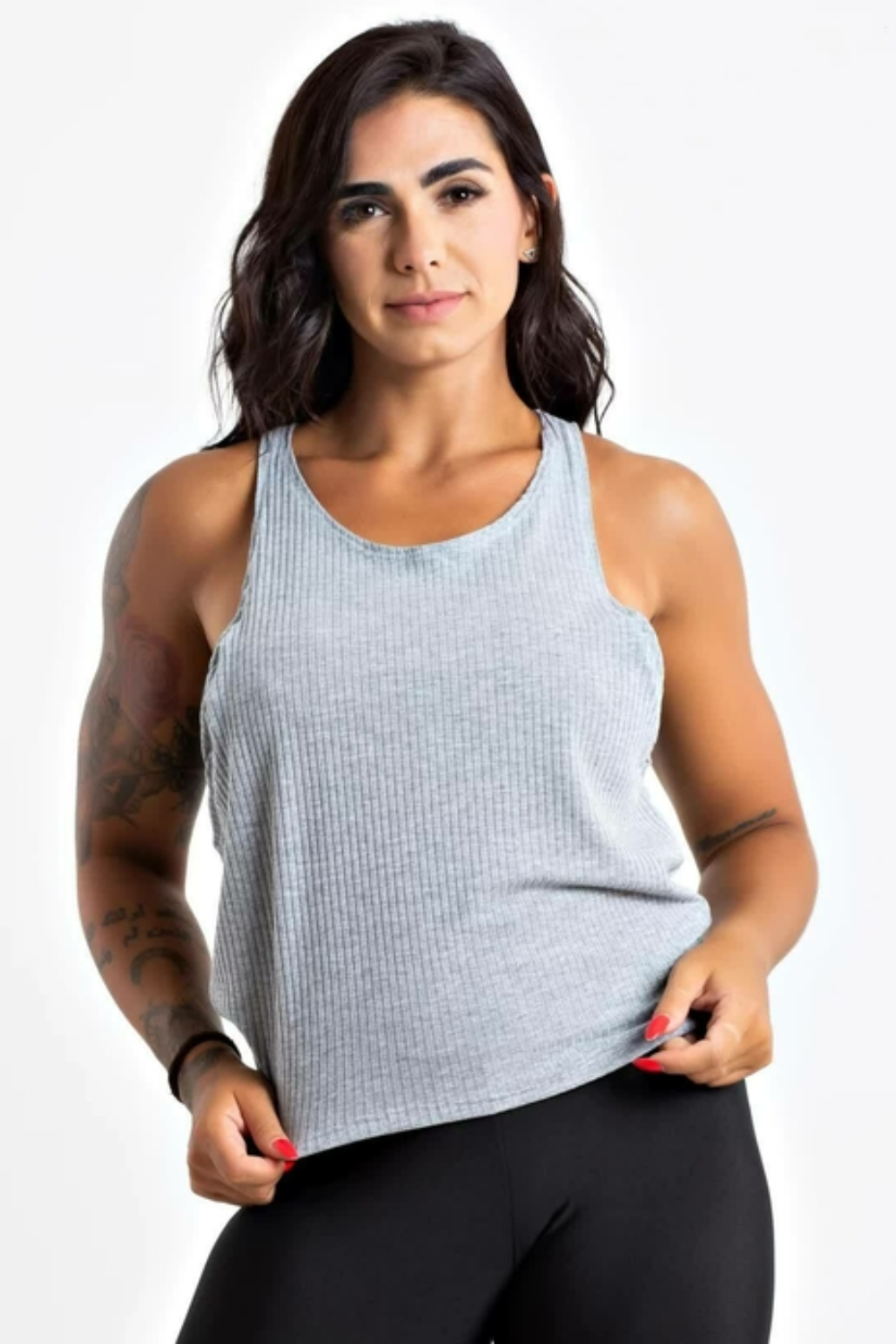 Regata Nadadora Cinza + Top Faixa Fitness