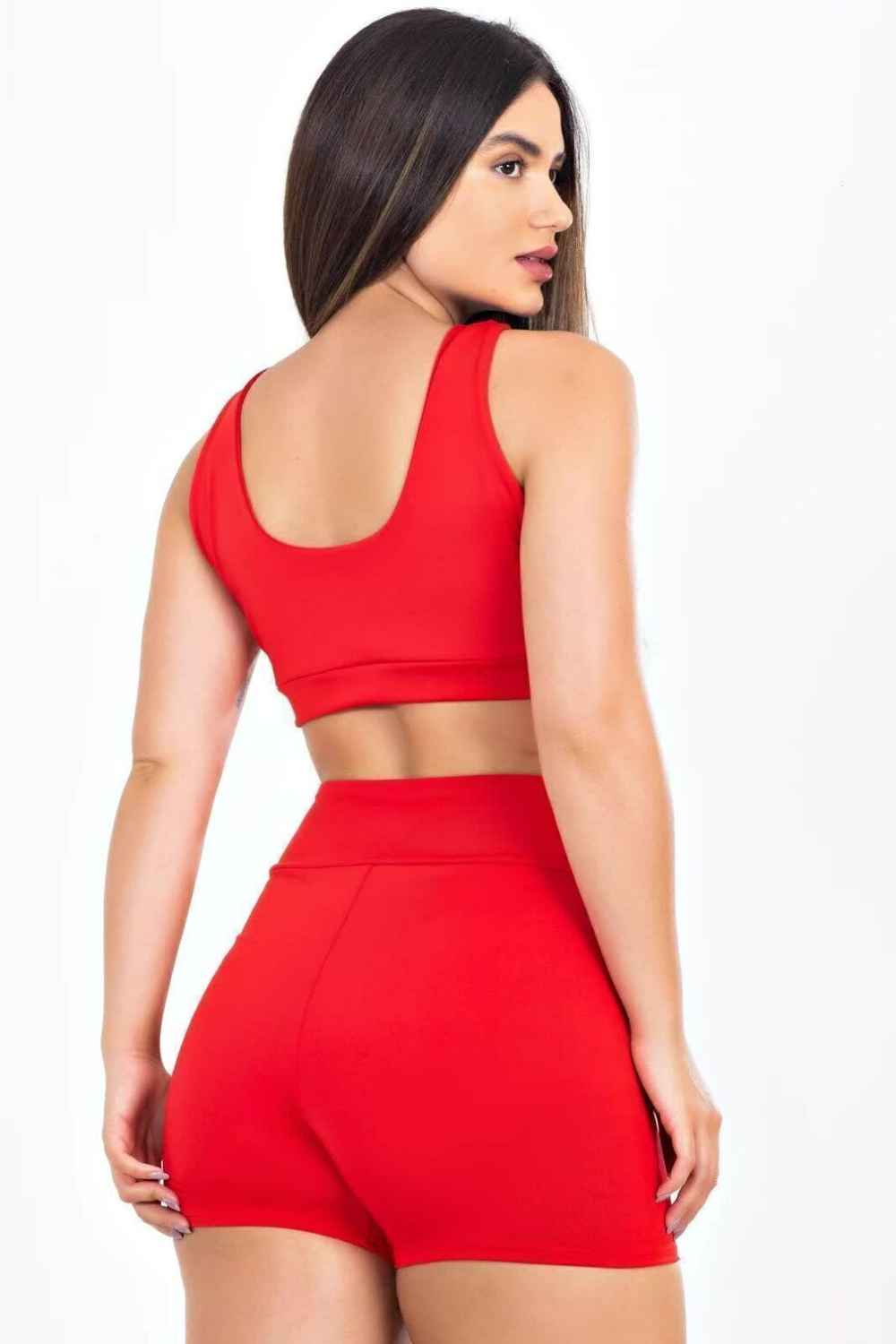 Conjunto Cropped Nadador e Short Liso Rose Com Cadarço - Image 7