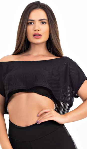 Blusa Feminina e Cropped Preto Tomara que Caia