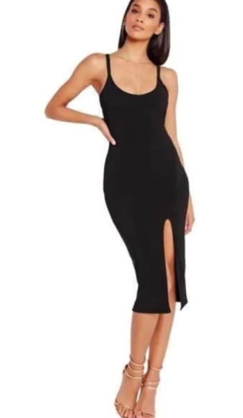 Vestido Curto Alcinha com Fenda Feminino