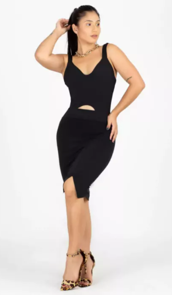 Vestido Tubinho Social Curto com Alcinha Preto