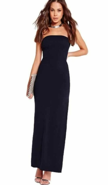 Vestido Feminino Tomara Que Caia Com Fenda Longo
