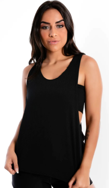 Blusa Com Cropped Tomara que Caia Feminina Preta Lisa