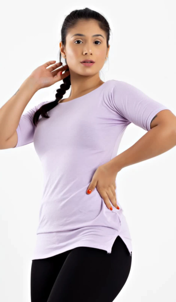 Blusa Metamorfose Lilás Fitness Lisa Manga Curta