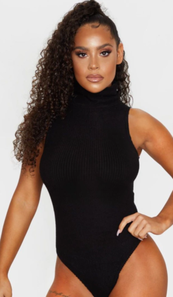 Body Canelado Gola Alta Sem Mangas Feminino